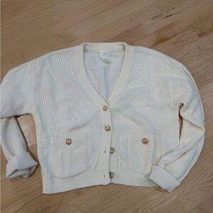 H&M Cream Button-Up Cardigan